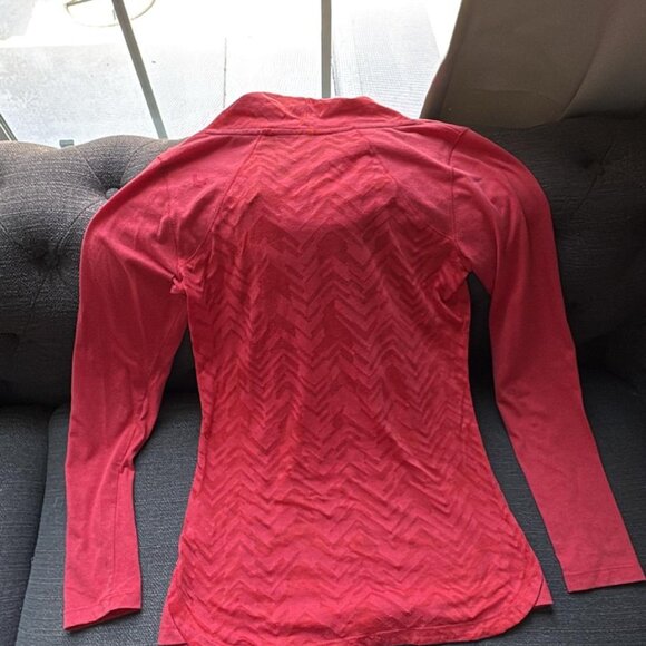Small Pink Chevron Cowl Neck Active Pullover Top - Picture 6 of 7